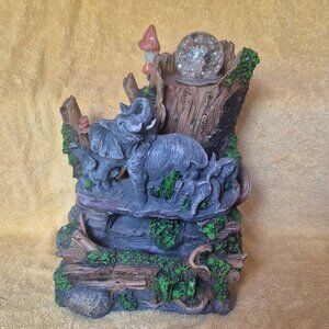 Elephants and Tree Figurine with Crystal Ball